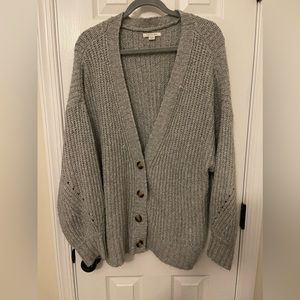 Grey American eagle cardigan, used condition, pilling throughout the sweater.